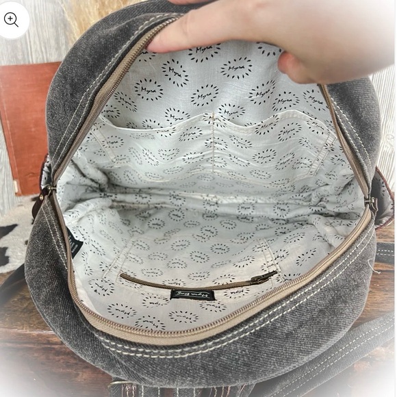 Myra Tribe of the Sun Concealed Carry Backpack Western Aztec Canvas Leather main image 5